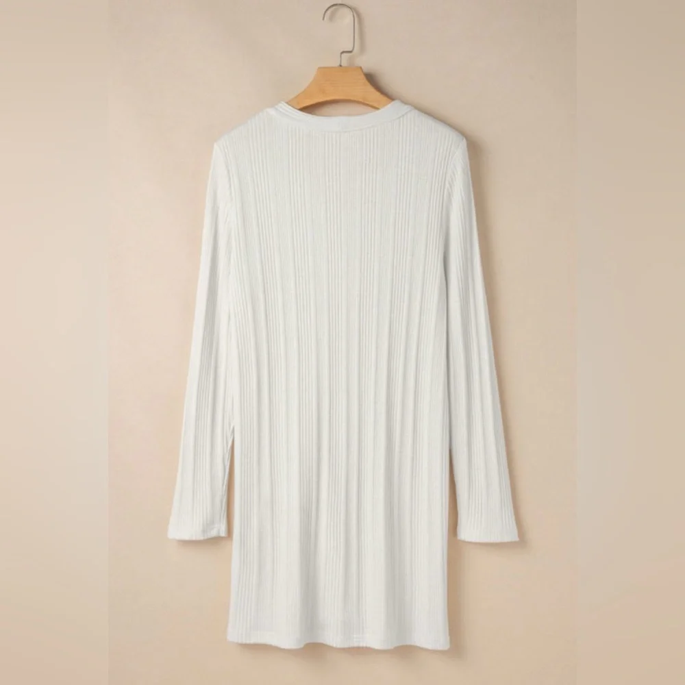 Cream Ribbed Cardigan - Picture 9 of 15